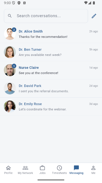 Mobile messaging screen with a conversation thread.